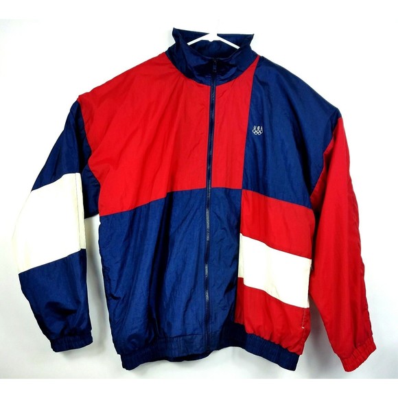 VTG JC Penny USA Olympics Windbreaker Jacket Sz XL Red White Blue Extremely Rare - Picture 1 of 11